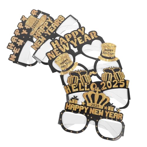 Alipis 6st Neujahrsbrille Neuartige Partybrille Kostüm Brille Neuartige Sonnenbrille Weihnachtsbrille Silvesterbrille 2024 2025 Glitzerbrille Neujahrspartybrille 2025 Naja Brille Papier von Alipis