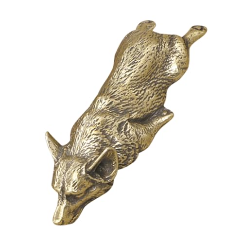 Alipis Corgi-Ornamente aus Messing Mini-Hundestatuen aus Messing Vintage Tierstatue Hund-Statue-Ornament Figur in Hundeform handwerkliche Statue aus Messing Hundefigur aus Messing Golden von Alipis