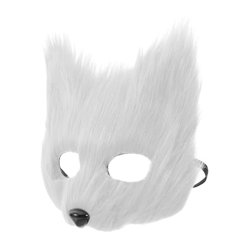 Alipis Fuchs Maske Halloween-Maske party dekoration Partymasken Pelzige Masken realistische maske Tier-Maskerade-Maske Teeparty-Handschuhe Geburtstagsmützen Erwachsene Pilgerhut PVC Weiß von Alipis