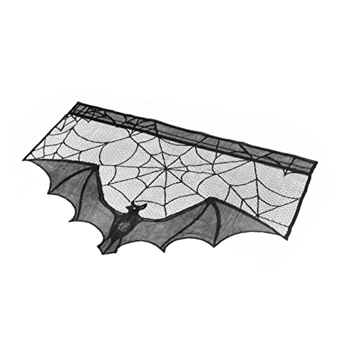 Alipis Halloween Kaminstoff Dekoration Mit Fledermaus Und Spinnennetzdesign Schwarze Ofenstoff Für Festliche Wohnzimmergestaltung Hochwertige Spitze Ideal Für Gruselige Anlässe von Alipis