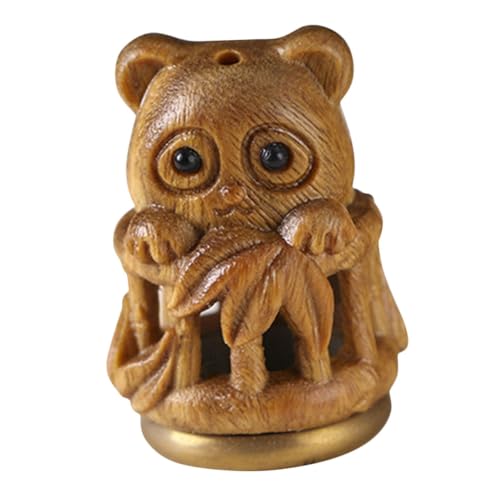 Alipis Holz Panda Anhänger Woodcarver holzgravur Handgefertigte Dekoration Duftanhänger für Auto Schauspiel Gestell Teelicht Holz Geschnitzte Panda-Dekoration Schlüsselanhänger Sandelholz von Alipis