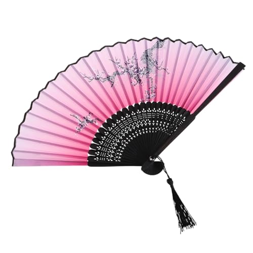 Alipis Japanischer Fächer Im Japanischen Stil Zusammenklappbarer Tragbarer Hanfu Handfächer Runder Taschenventilator Kirschblüten-Fan Handventilator Leistungsfan Bambus Rosa von Alipis