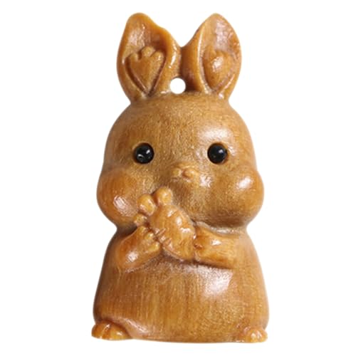 Alipis Kaninchenhandwerk Hasenfiguren kleine tierfiguren Kunsthandwerk Kaninchen Büro-Kaninchen- Hasenfigur aus Holz Hasenstatuen aus Holz tierische Holzschnitzerei Coffee von Alipis