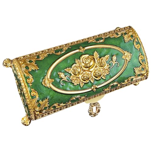 Alipis Kasten Europäische Schmuckschatulle Displayhalter Gestell Stand Kette Schmuckaufbewahrungsbox Dekorative Schmuckkiste Schmuckschatulle aus Legierung Vintage-Ringhalter Metall Green von Alipis