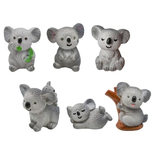 Alipis Miniatur-Koala-Figuren Aus Kunstharz Koala-Bär Tierstatue Koala-Sammlungsfiguren-Set Kuchendekorationen Für Den Schreibtisch Blumentopf Puppenhaus von Alipis