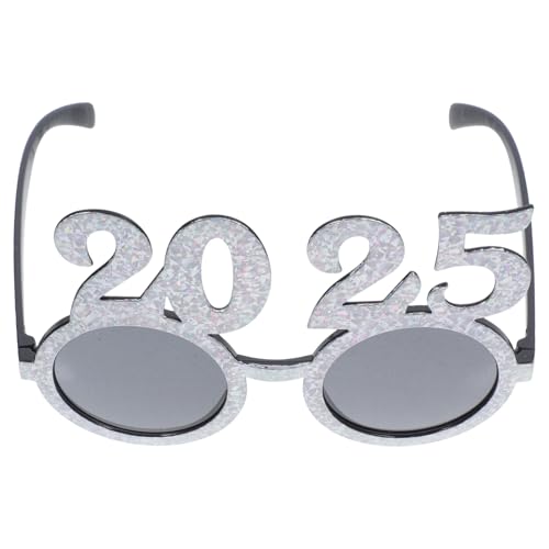 Alipis Neujahrsbrille 2025 Brille Klasse 2025 Zahlenbrille Lustige Silvester-Sonnenbrille Abschlussbrille Halloween-Party -Requisiten Silber von Alipis
