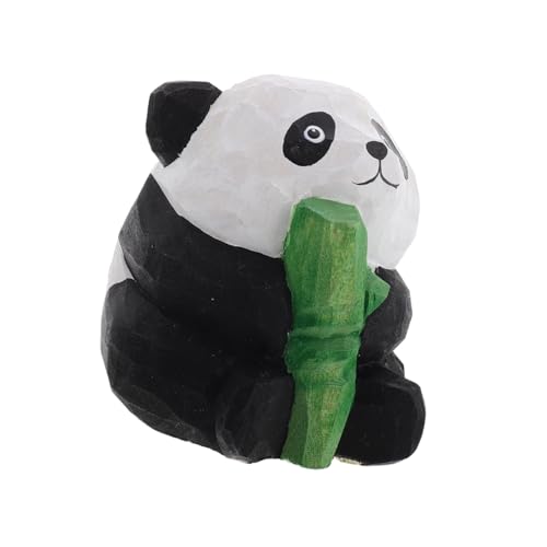 Alipis Panda-Ornamente aus Holz Handgefertigte Panda Statue Holz Panda Figur Panda Wohnkultur Desktop-Panda Kuchen Statuen Plüschtiere Holz Geschnitzte Figuren Holzfigur Ornament hölzern von Alipis