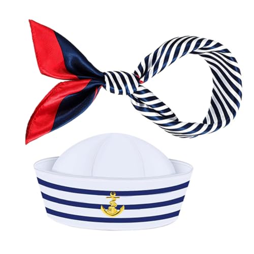 Alipis Satz Matrosenhut-Set Zubehör für Yachtpartys nautischer Hut Kapitänsmütze Matrosenmütze Matrosen-Outfit Matrosenkostüm Seemann verkleiden sich Matrosenschiffe Mütze Polyester von Alipis