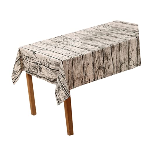 Alipis Vintage Holzmaserung Tischdecke Aus Und Leinen Abwaschbar Rustikales Design Ideale Tischdecke Für Esszimmer Und Küche Holzmaserung Imitation von Alipis