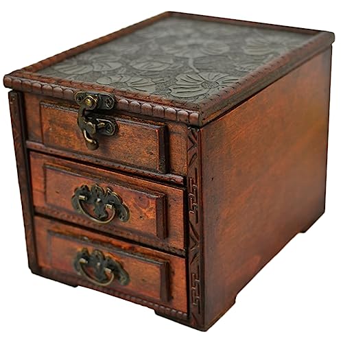 Alipis antike schmuckschatulle Schatz Schublade retro Anzeige Halsketten jewelry box schmuck box schmuckkästche Aufbewahrungsbox für Ohrringe schmuckschatulle aus holz Glas Brown von Alipis