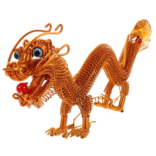 Alipis die chinesen Dekoration für Schreibtisch kleine chinesische Drachendekoration Drachenprinz Drachenplüsch China chinesischer Drache Chinesische Drachenverzierung Aluminium Golden von Alipis