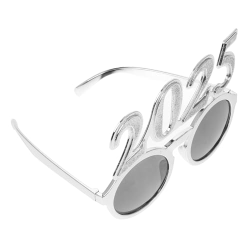 Alipis digitale Brille Brillenstütze Partybrille 2025 Silvester Brille 2025 Brille party brille silvester dekoration Foto Brille Neujahrsbrillen-Requisite Neujahrsaccessoires Stk Silver von Alipis