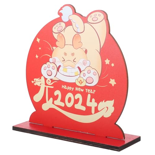 Alipis neujahrsdekorationen Jahr Dekorationen Drache des neuen Jahres Chinese New Year chinesisch neujahr Cute Decor Frühlingsfest-Ornament chinesische neujahrstischdekoration hölzern rot von Alipis