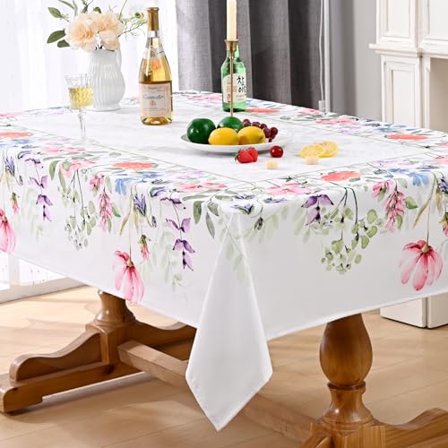 Alishomtll Blumen Tischdecke, Frühling und Sommer Garten Tischtuch, Outdoor Wasserdicht Abwaschbar Tischdecken, Küche Wohnzimmer Polyester Tischwäsche, Picknick Party Dekoration, 140x200cm von Alishomtll