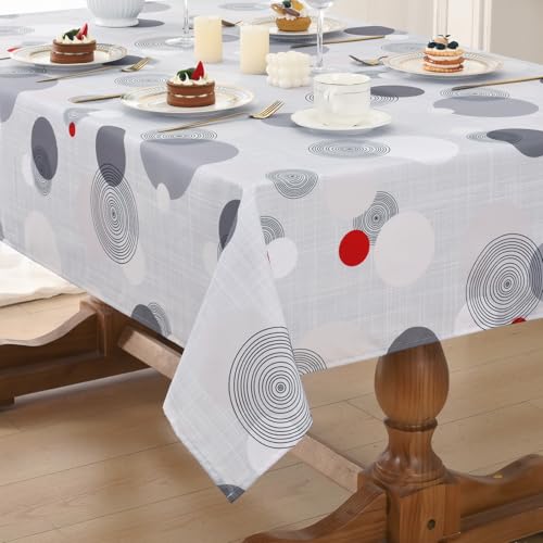 Alishomtll Grau Modern Style Tischdecke, Modern Kreise Kringel Tischtuch, Outdoor Wasserdicht Abwaschbar Tischdecken, Küche Wohnzimmer Polyester Tischwäsche, Picknick Party Dekor 100x140cm von Alishomtll