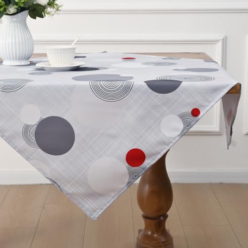 Alishomtll Grau Modern Style Tischdecke, Modern Kreise Kringel Tischtuch, Outdoor Wasserdicht Abwaschbar Tischdecken, Küche Wohnzimmer Polyester Tischwäsche, Picknick Party Dekor 85x85cm von Alishomtll