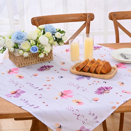 Alishomtll Tinte Blumen Tischdecke, Frühling und Sommer Garten Tischtuch, Outdoor Wasserdicht Abwaschbar Tischdecken, Küche Wohnzimmer Polyester Tischwäsche, Picknick Party Dekoration 85x85cm von Alishomtll