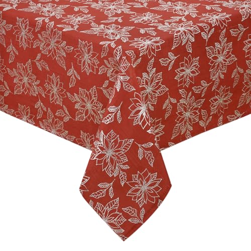 Alishomtll Tischdecke Weihnachten Abwaschbar, Schmutzabweisend Lotuseffekt Rot Tischtuch Fleckschutz, Wasserabweisend Tischwäsche Tischdekor für Küche Esszimer Party Feiertag 130x220cm von Alishomtll