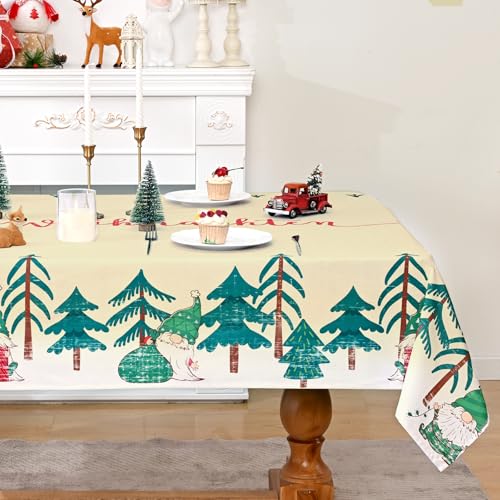 Alishomtll Weihnachten Tischdecke, 85×85cm Mitteldecke, Abwaschbar Wasserabweisend Schmutzabweisend Tischtuch, Zwergenmuster Weihnachts Tischdecke Pflegeleicht für Home Küche Außen Deko von Alishomtll