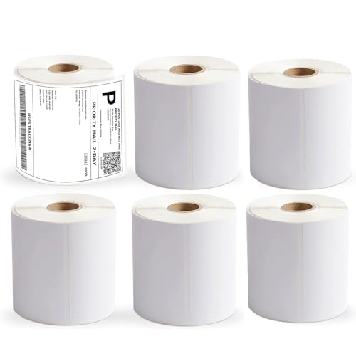 Alitamei 4" x 6" (100mm×150 mm) Direkte Thermische Versandetiketten Klebeetiketten für Postanschriften ​Versandetikette (6 Rolls) von Alitamei