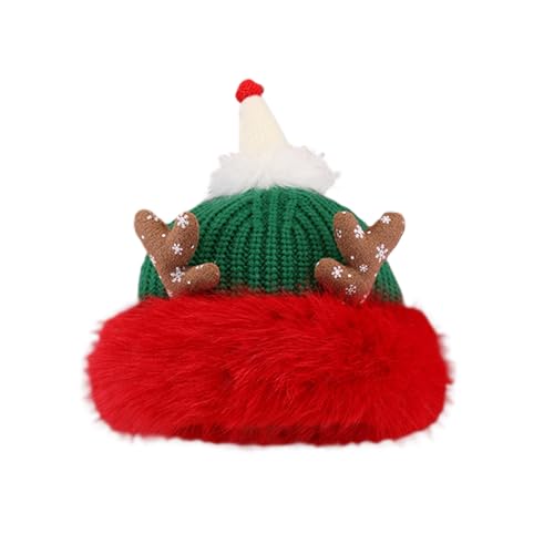 Aliuciku Gestrickte Weihnachtsmütze, Niedliche Plüsch-Weihnachtsmütze Weihnachtliche Gestrickte Geweihmütze für Erwachsene Festival Party Draußen Drinnen(A-02) von Aliuciku