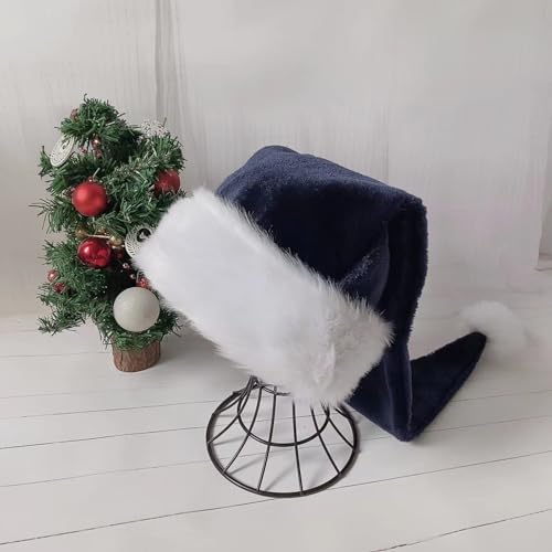 Aliuciku Weihnachtsmütze, Plüsch-Weihnachtsparty-Hut Lange Weihnachtsmütze für Männer und Frauen für Neujahr Festliche Feiertage Weihnachtskostümparty(NavyBlue) von Aliuciku