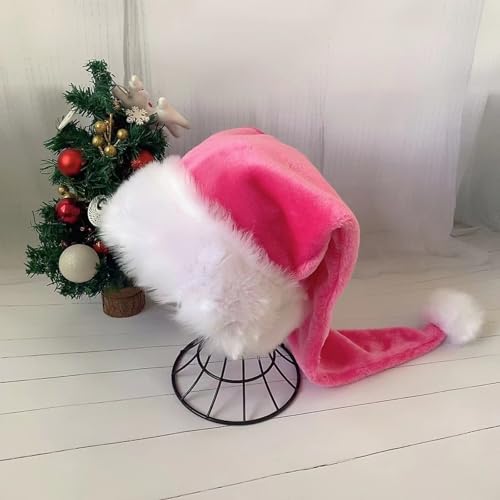 Aliuciku Weihnachtsmütze, Plüsch-Weihnachtsparty-Hut Lange Weihnachtsmütze für Männer und Frauen für Neujahr Festliche Feiertage Weihnachtskostümparty(Pink) von Aliuciku