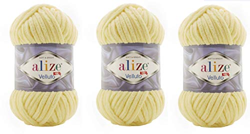 Alize Velluto Babydecke, 100 % Micropolyester, Garn, 3 Knäuel, 225 Meter, 3 x 100 g, Garngewicht: Super Bulky 6 (13 Rucksack) von Alize Yarns