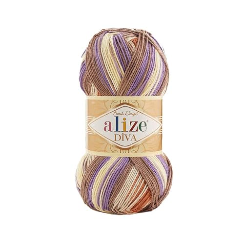 100 % Mikrofaser-Garn, Alize Diva Batik, Seideneffekt, Häkeln, Handstricken, türkisches Garn, Kunst, 400 g, Farbverlauf (7391) von Alize