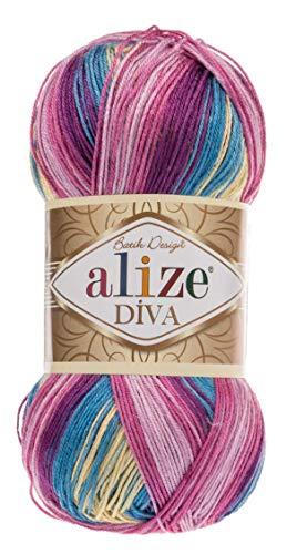 100 % Mikrofaser-Garn Alize Diva, Batik, Seideneffekt, Häkelgarn, Handstricken, türkisches Garn, Kunst, 400 g, Farbverlauf 1532 yd (6794) von Alize