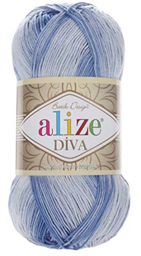 100 % Mikrofaser-Garn Alize Diva, Batik, Seideneffekt, Häkelgarn, Handstricken, türkisches Garn, Kunst, 400 g, Farbverlauf 3282 von Alize