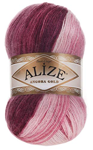 20 % Wolle, 80 % Acryl, weiches Garn, Alize, Angora, Gold, Batikgarn, Häkelspitze, Handstricken, türkisches Garn, 4 Stück, 400 g, 2408 Yds Farbverlauf (1895) von Alize