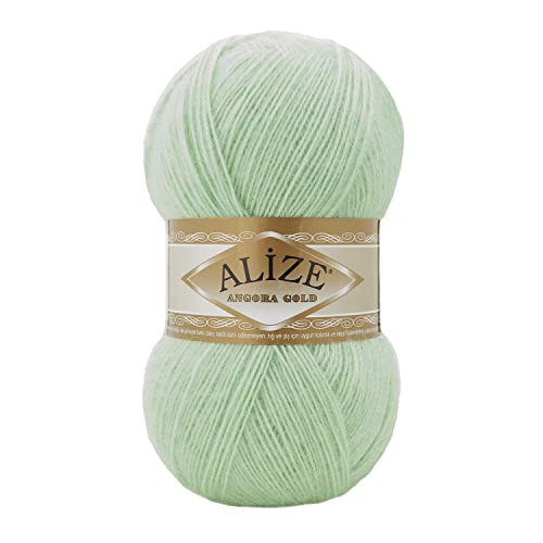 20 % Wolle, 80 % Acryl, weiches Garn, Alize Angora-Gold, Häkelgarn, 200 g, 1204 m, Spitze, Handstrickgarn, türkisches Garn (842 Grün) von Alize