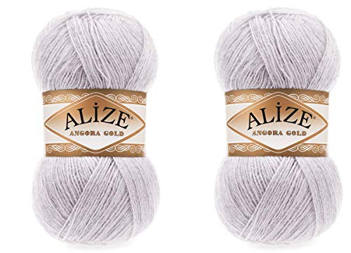 20% Wolle, 80% Acryl, weiches Garn, Alize Angora-Goldfaden, Häkelgarn, 200 g, 1204 m, Spitze, Handstrickgarn, türkisches Garn (71 Hellgrau) von Alize