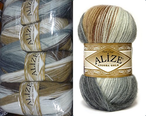 20 % Wolle, 80 % Acryl, weiches Garn Alize Angora Gold Batik Faden, Häkelspitze, Handstricken, türkisches Garn, 400 g, Farbverlauf 5742 von Alize