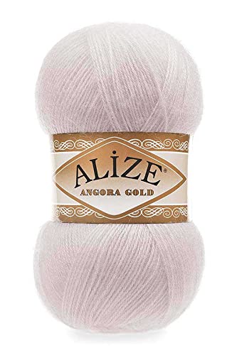 20 % Wolle, 80 % Acryl, weiches Garn Alize Angora Goldfaden Häkelpackung 2 Knäuel 200 g 1204 Yds Spitze Handstricken türkisches Garn (168 Winterweiß) von Alize