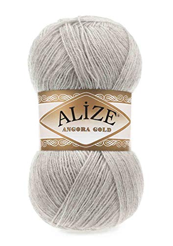 5 x 100 g Alize Angora Gold Einfarbig 500 Gramm Wolle mit 20% Woll-Anteil Türkische Wolle Mohair (652) von Alize