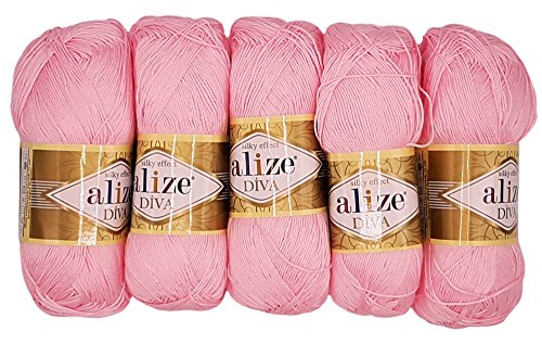 Alize 5 x 100g Diva Batik Wolle, 500 Gramm merzerisierte Strickwolle Acrylwolle von Alize