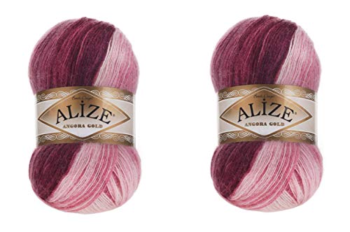 Alize Angora Gold Batik-Garn, 20% Wolle, 80% Acryl, 2 Knäuel, 200 g, 1204 m, Häkelgarn, Spitze, Handstricken, türkisches Garn (1895) von Alize