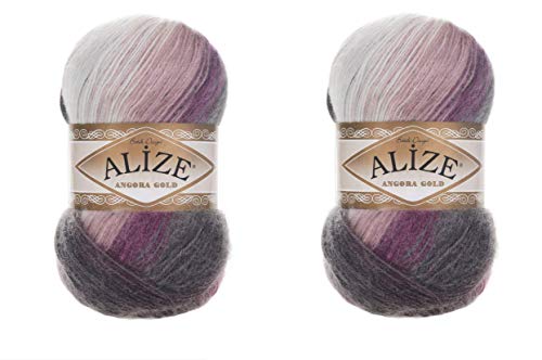 Alize Angora Gold Batik-Garn, 20% Wolle, 80% Acryl, 2 Knäuel, 200 g, 1204 m, Häkelgarn, Spitze, Handstricken, türkisches Garn (1986) von Alize