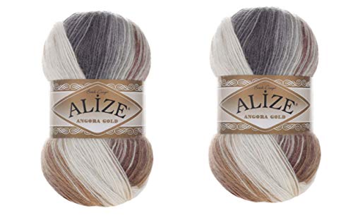 Alize Angora Gold Batik-Garn, 20% Wolle, 80% Acryl, 2 Knäuel, 200 g, 1204 m, Häkelgarn, Spitze, Handstricken, türkisches Garn (5742) von Alize