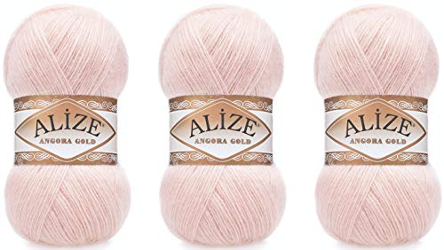 Alize Angora-Gold-Garn, 20 % Wolle, 80 % Acryl, 300 g, 1805 Yds Faden, Häkelspitze, Handstrickgarn, türkisches Garn (271-Pink Pearl) von Alize