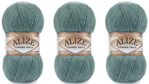 Alize Angora Gold Garn 20% Wolle 80% Acryl Lot of 300gr 1805yds Thread Crochet Lace Hand Knitting Turkish Yarn (164-Azur) von Alize