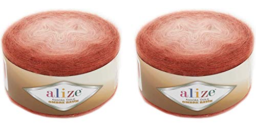 Alize Angora Gold Ombre Batik 2skn 300 g, 20 % Wolle, 80 % Acryl, weiches Garn, Häkelgarn, Spitze, Handstrickgarn, türkisches Garn (7361) von Alize