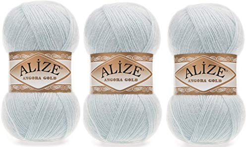 Alize Angora Goldgarn, 20 % Wolle, 80 % Acryl, 3 Stück, 300 g, 1805 Yds Faden, Häkeln, Handstricken, türkisches Garn (514) von Alize