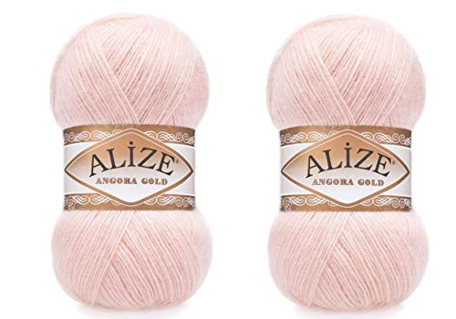 Alize Angora Goldgarn, 20 % Wolle, 80 % Acryl, weiches Garn, Häkeln, 200 g, 1204 m, Spitze, Handstricken, türkisches Garn (271 Pink Pearl) von Alize