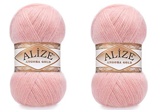 Alize Angora Goldgarn, 20 % Wolle, 80 % Acryl, weiches Garn, Häkeln, 200 g, 1204 m, Spitze, Handstricken, türkisches Garn (363 Hochzeitsrosa) von Alize