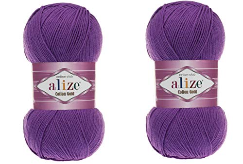 Alize Baumwollgarn, 55% Baumwolle, 45% Acryl, Häkelgarn, Handstricken, Kunst, 2 Knäuel, 200 g, 722 m (44 lila) von Alize