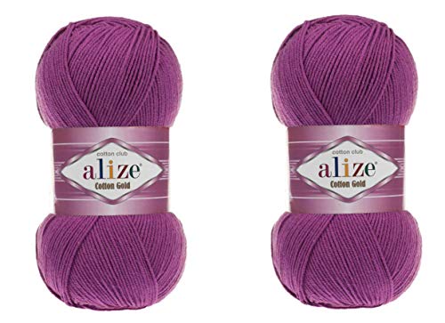 Alize Baumwollgarn, 55% Baumwolle, 45% Acryl, Häkelgarn, Handstricken, Kunst, Lot von 2 Knäueln, 200 g, 700 m (122 Stück) von Alize