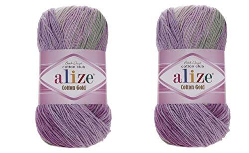 Alize Cotton Gold Batik-Garn, 55 % Baumwolle, 45 % Acryl, 2 Knäuel, 200 g, 722 m, Strickgarn aus Acryl-Baumwolle, 2 Sportgarn (4149) von Alize